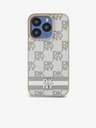 DKNY Stražnja maska ​​s kariranim uzorkom i prugama od PU kože za iPhone 14 Pro bež DKNY