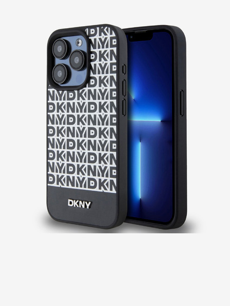 DKNY PU kožna donja traka s ponavljajućim uzorkom MagSafe stražnja maska ​​za iPhone 14 Pro Max crna DKNY