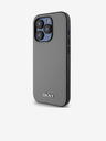 DKNY PU kožna srebrna metalna stražnja maska ​​Magsafe s logotipom za iPhone 15 Pro siva DKNY