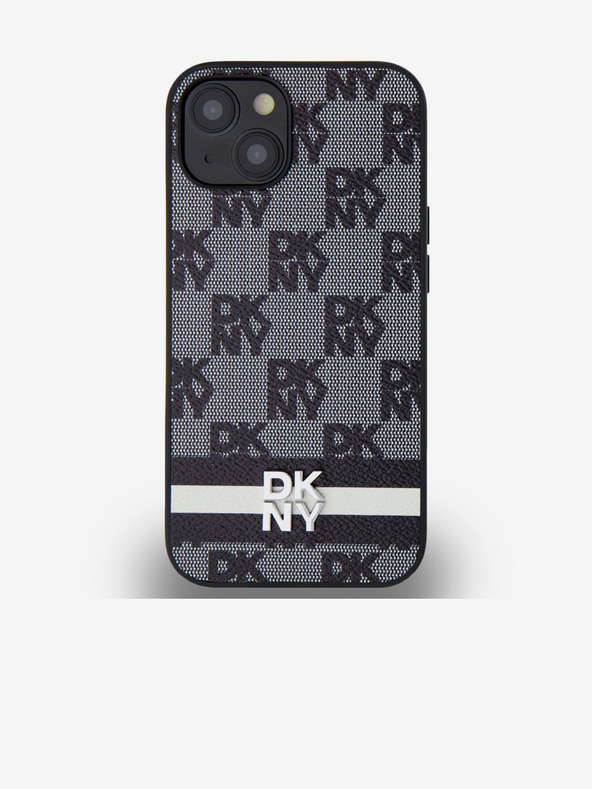 DKNY Stražnja maska ​​s kariranim uzorkom i prugama od PU kože za iPhone 13 crna DKNY