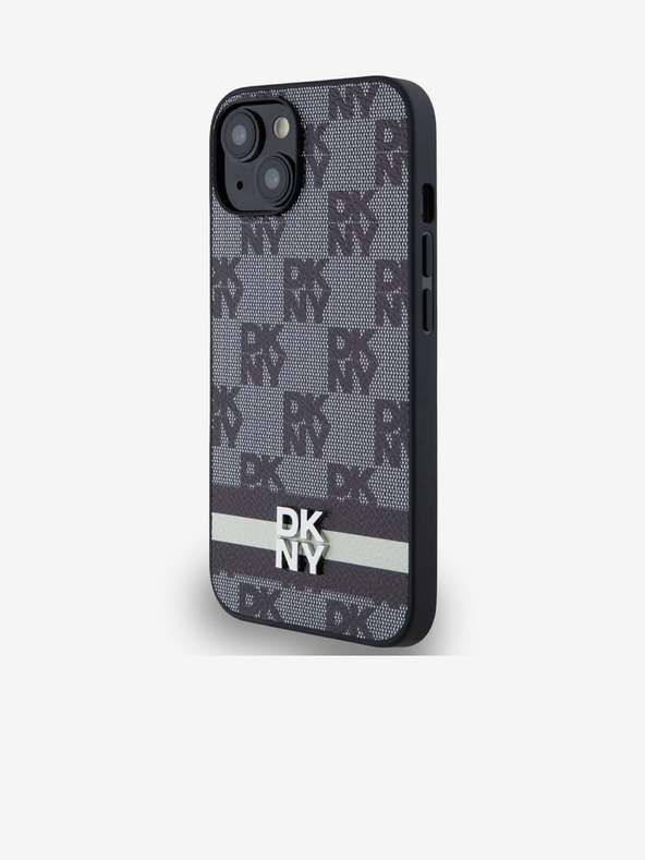 DKNY Stražnja maska ​​s kariranim uzorkom i prugama od PU kože za iPhone 13 crna DKNY