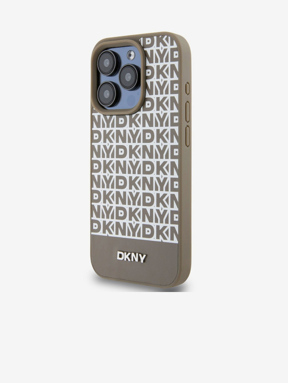 DKNY PU kožna donja traka s ponavljajućim uzorkom MagSafe stražnja maska ​​za iPhone 14 Pro Max smeđa DKNY