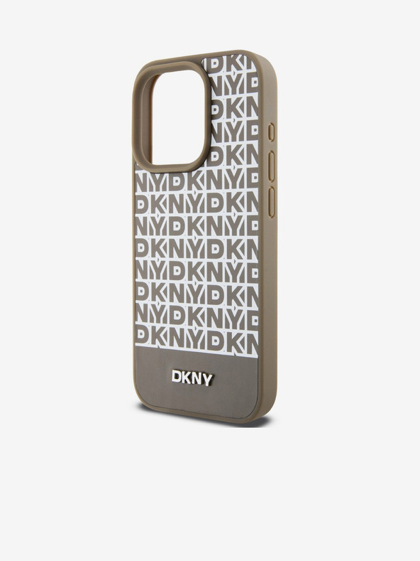 DKNY PU kožna donja traka s ponavljajućim uzorkom MagSafe stražnja maska ​​za iPhone 14 Pro Max smeđa DKNY