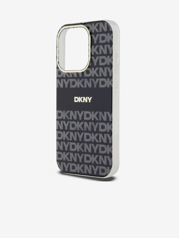 DKNY PC/TPU ponavljajući uzorak Tonal Stripe Magsafe stražnja maska ​​za iPhone 15 Pro crna DKNY