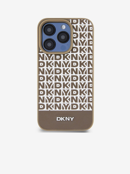DKNY PU kožna donja traka s ponavljajućim uzorkom MagSafe stražnja maska ​​za iPhone 13 Pro Max smeđa DKNY