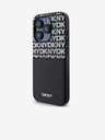 DKNY PU kožna stražnja maska ​​s džepom za karticu s ponavljajućim uzorkom za iPhone 15 Pro crna DKNY