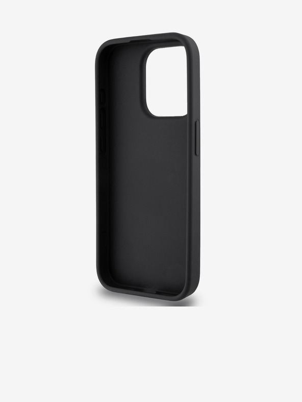 DKNY PU kožna stražnja maska ​​s džepom za karticu s ponavljajućim uzorkom za iPhone 15 Pro crna DKNY