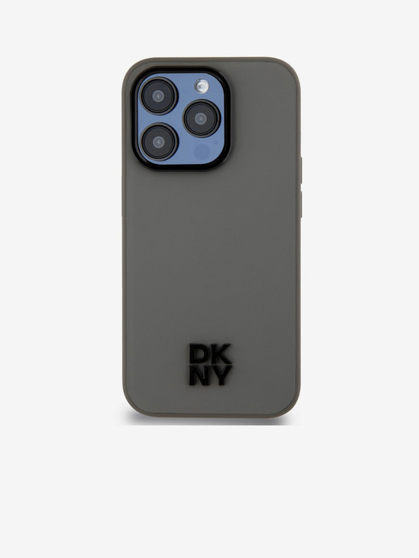 DKNY Stražnja maska ​​Magsafe s logotipom od PU kože za iPhone 15 Pro siva DKNY