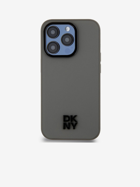 DKNY Stražnja maska ​​Magsafe s logotipom od PU kože za iPhone 15 Pro siva DKNY