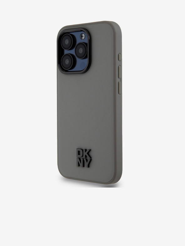 DKNY Stražnja maska ​​Magsafe s logotipom od PU kože za iPhone 15 Pro siva DKNY