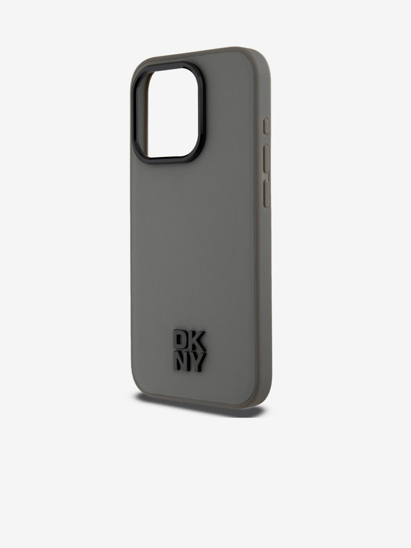 DKNY Stražnja maska ​​Magsafe s logotipom od PU kože za iPhone 15 Pro siva DKNY