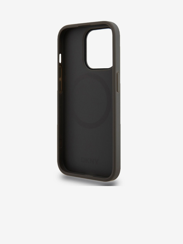 DKNY Stražnja maska ​​Magsafe s logotipom od PU kože za iPhone 15 Pro siva DKNY