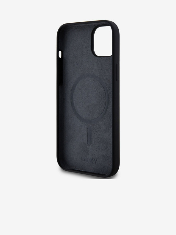 DKNY Liquid Silicone Arch Logo MagSafe stražnja maska ​​za iPhone 15 Plus crna DKNY