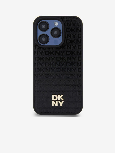 DKNY PU kožna ponovljena šara s logotipom Magsafe stražnja maska ​​za iPhone 14 Pro Max crna DKNY