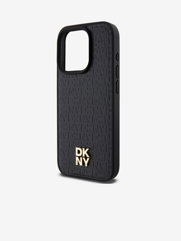 DKNY PU kožna ponovljena šara s logotipom Magsafe stražnja maska ​​za iPhone 14 Pro Max crna DKNY