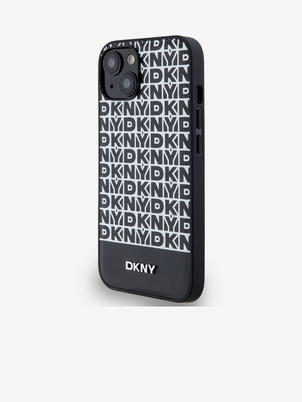 DKNY PU kožna donja traka s ponavljajućim uzorkom MagSafe stražnja maska ​​za iPhone 14 crna DKNY