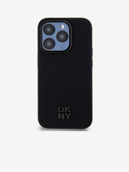 DKNY Stražnja maska ​​Magsafe s logotipom od PU kože za iPhone 15 Pro crna DKNY