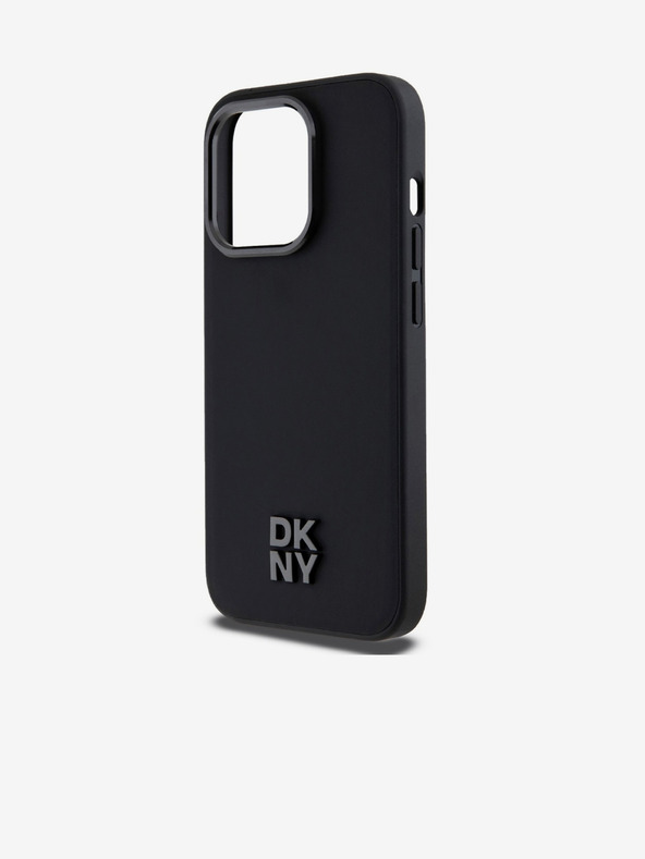 DKNY Stražnja maska ​​Magsafe s logotipom od PU kože za iPhone 15 Pro crna DKNY