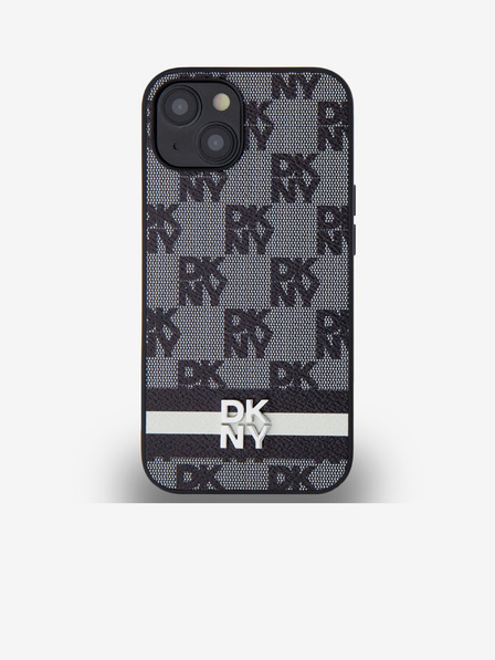 DKNY Stražnja maska ​​s kariranim uzorkom i prugama od PU kože za iPhone 14 crna DKNY