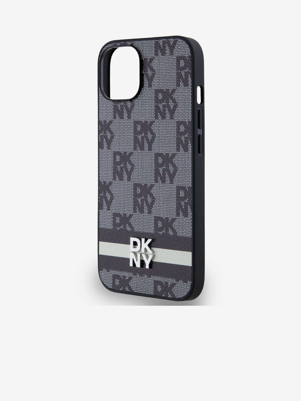 DKNY Stražnja maska ​​s kariranim uzorkom i prugama od PU kože za iPhone 14 crna DKNY