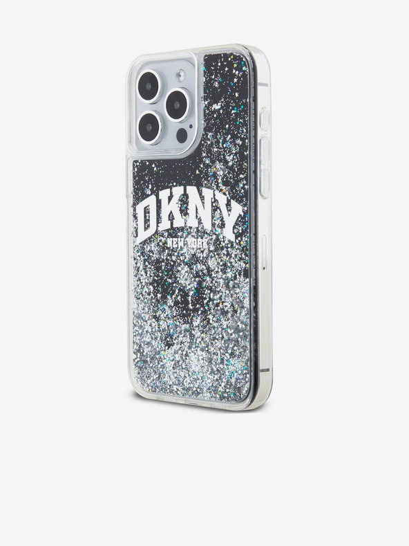DKNY Stražnja maska ​​s logotipom Liquid Glitter Arch za iPhone 14 Pro crna DKNY
