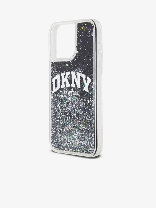 DKNY Stražnja maska ​​s logotipom Liquid Glitter Arch za iPhone 14 Pro crna DKNY