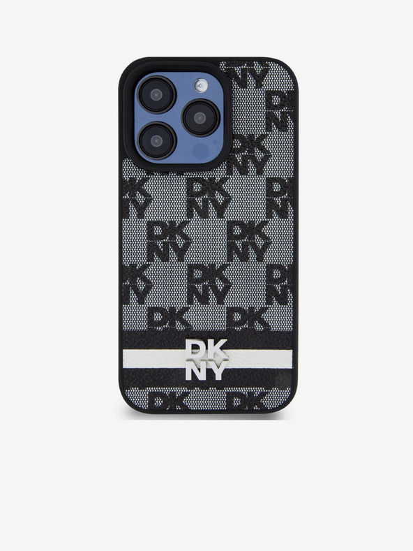 DKNY Stražnja maska ​​s kariranim uzorkom i prugama od PU kože za iPhone 14 Pro Max crna DKNY