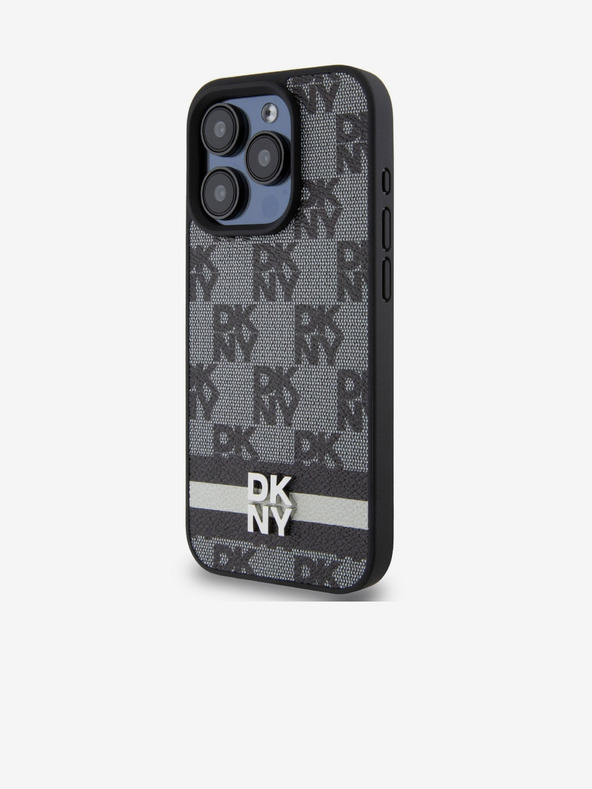 DKNY Stražnja maska ​​s kariranim uzorkom i prugama od PU kože za iPhone 14 Pro Max crna DKNY