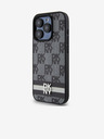 DKNY Stražnja maska ​​s kariranim uzorkom i prugama od PU kože za iPhone 14 Pro Max crna DKNY