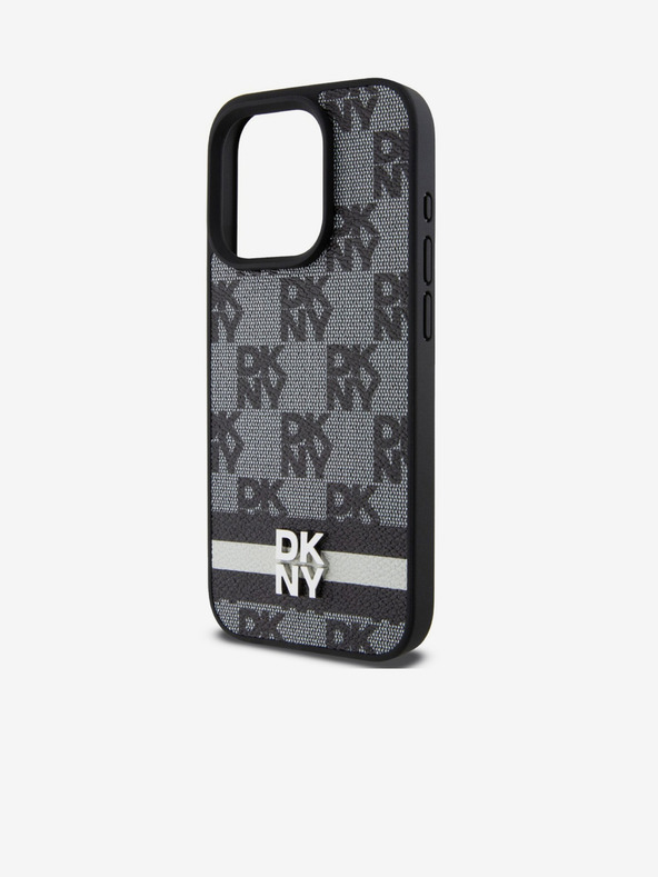 DKNY Stražnja maska ​​s kariranim uzorkom i prugama od PU kože za iPhone 14 Pro Max crna DKNY