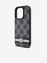DKNY Stražnja maska ​​s kariranim uzorkom i prugama od PU kože za iPhone 14 Pro Max crna DKNY