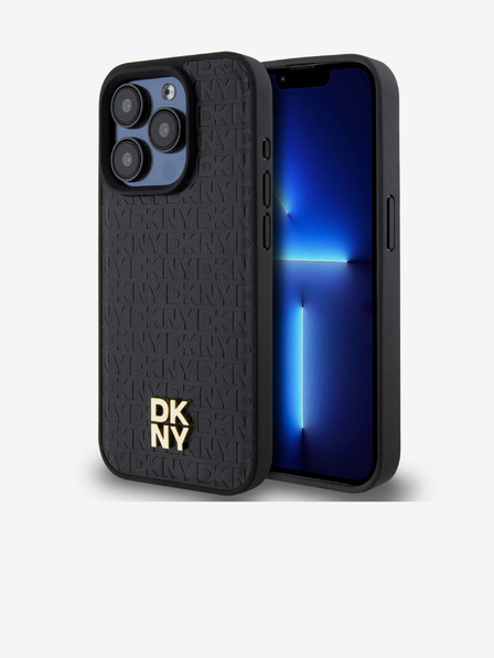 DKNY PU kožna ponovljena šara s logotipom Magsafe stražnja maska ​​za iPhone 15 Pro Max crna DKNY