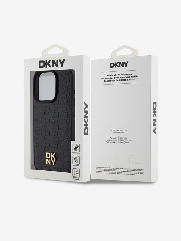 DKNY PU kožna ponovljena šara s logotipom Magsafe stražnja maska ​​za iPhone 15 Pro Max crna DKNY