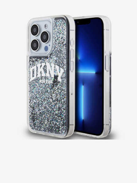 DKNY Stražnja maska ​​s logotipom Liquid Glitter Arch za iPhone 15 Pro crna DKNY