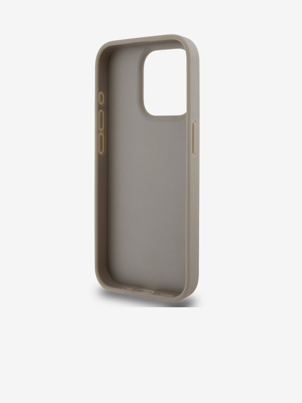 DKNY PU kožna stražnja maska ​​s kariranim uzorkom i prugama za iPhone 13 Pro bež DKNY