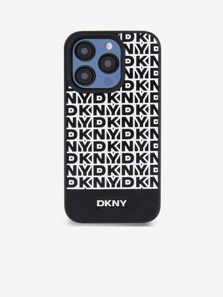 DKNY PU kožna donja traka s ponavljajućim uzorkom MagSafe stražnja maska ​​za iPhone 14 Pro crna DKNY
