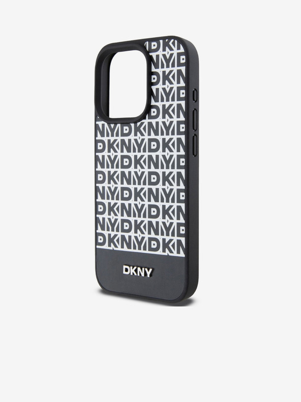DKNY PU kožna donja traka s ponavljajućim uzorkom MagSafe stražnja maska ​​za iPhone 14 Pro crna DKNY