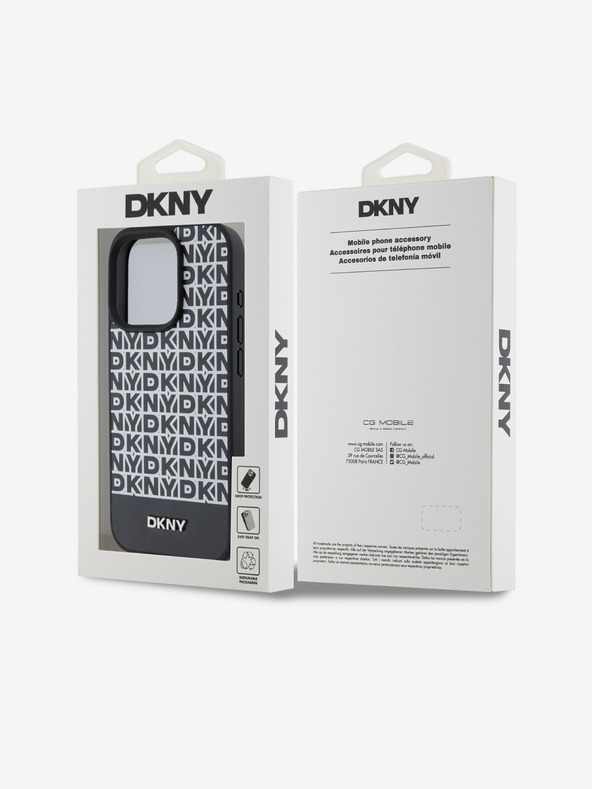 DKNY PU kožna donja traka s ponavljajućim uzorkom MagSafe stražnja maska ​​za iPhone 14 Pro crna DKNY