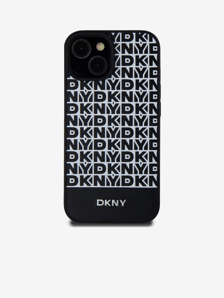 DKNY PU kožna donja traka s ponavljajućim uzorkom MagSafe stražnja maska ​​za iPhone 15 crna DKNY
