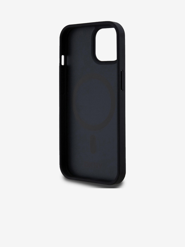 DKNY PU kožna donja traka s ponavljajućim uzorkom MagSafe stražnja maska ​​za iPhone 15 crna DKNY