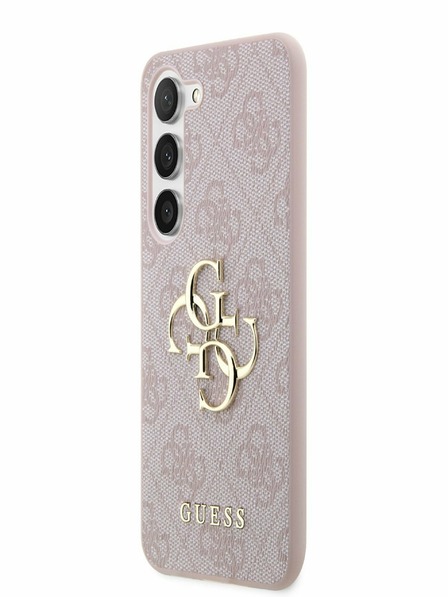 Guess PU 4G Metal Logo Zadní Kryt pro Samsung Galaxy S23 Pink Etui za telefon