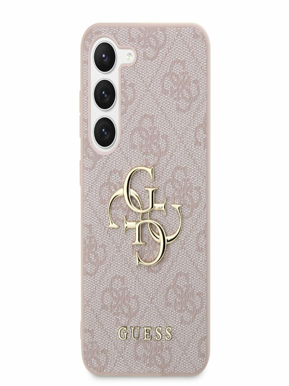 Guess PU 4G Metal Logo Zadní Kryt pro Samsung Galaxy S23 Pink Etui za telefon