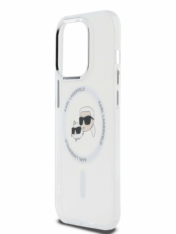 Karl Lagerfeld Karl Lagerfeld IML K&CH Heads metalni okvir MagSafe stražnja maska ​​za iPhone 15 Pro prozirna