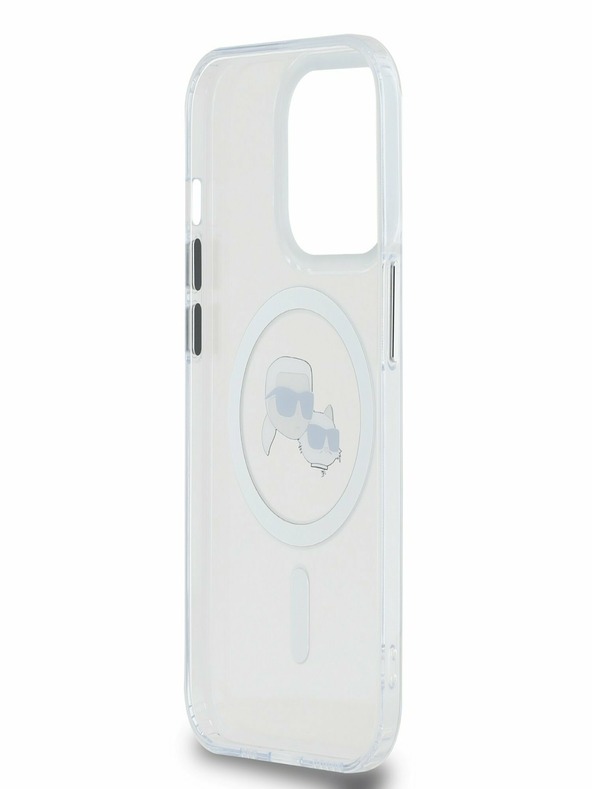 Karl Lagerfeld Karl Lagerfeld IML K&CH Heads metalni okvir MagSafe stražnja maska ​​za iPhone 15 Pro prozirna