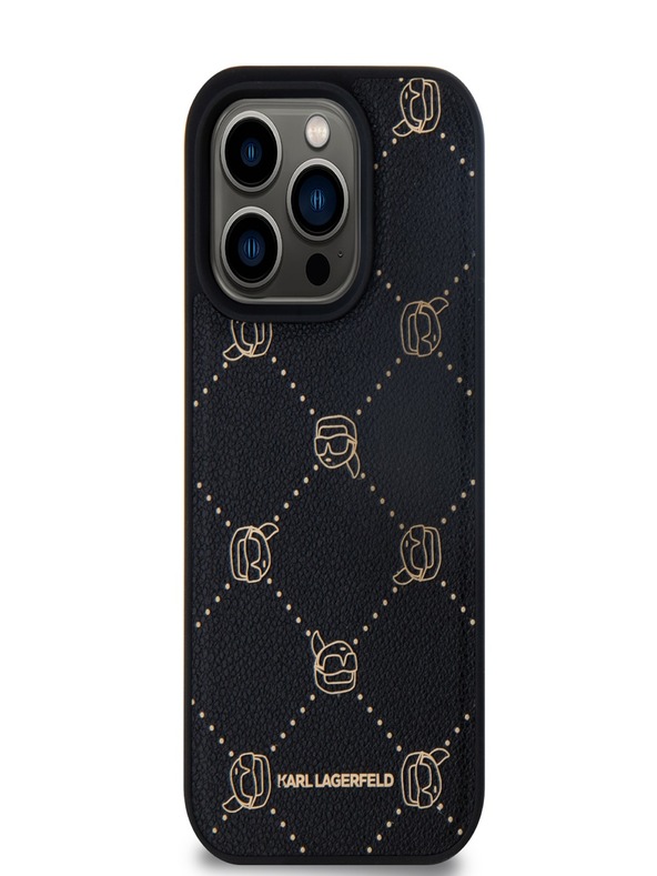 Karl Lagerfeld PU Karl Heads Pattern Magsafe stražnja maska ​​za iPhone 15 Pro Max crna Karl Lagerfeld