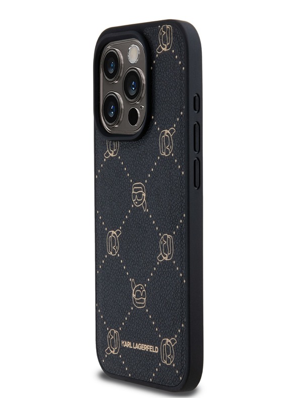 Karl Lagerfeld PU Karl Heads Pattern Magsafe stražnja maska ​​za iPhone 15 Pro Max crna Karl Lagerfeld