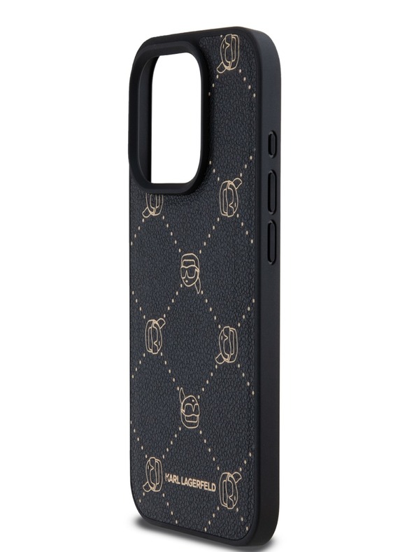 Karl Lagerfeld PU Karl Heads Pattern Magsafe stražnja maska ​​za iPhone 15 Pro Max crna Karl Lagerfeld