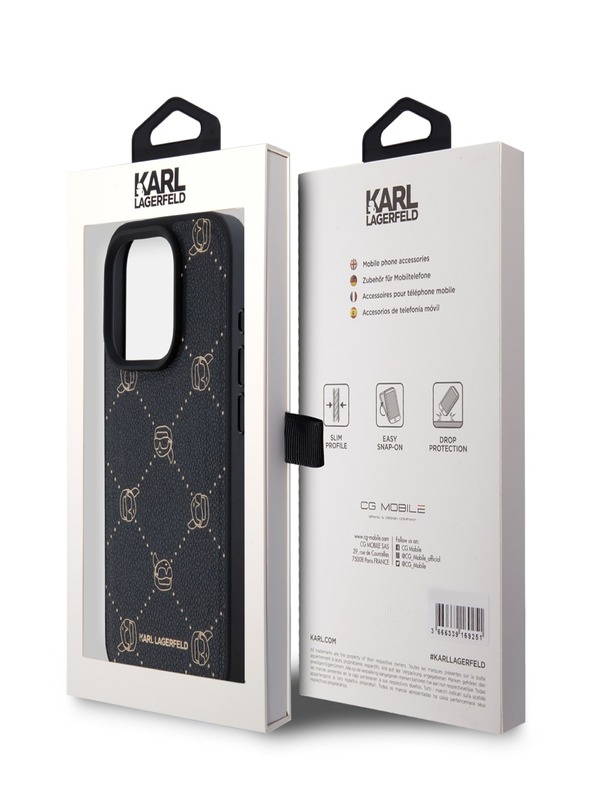 Karl Lagerfeld PU Karl Heads Pattern Magsafe stražnja maska ​​za iPhone 15 Pro Max crna Karl Lagerfeld