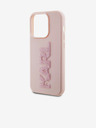 Karl Lagerfeld 3D gumeni svjetlucavi logotip Karl stražnja maska ​​za iPhone 15 Pro Max Pink Karl Lagerfeld