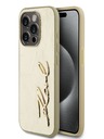 Karl Lagerfeld Naborana stražnja maska ​​s logotipom od PU za iPhone 15 Pro Max zlatna Karl Lagerfeld